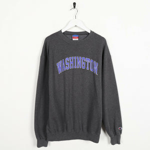 Champion University Washington spell out Sweatshirt grey Large freeshipping - Unique Pieces Vintage